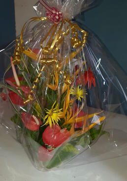 Wrapped floral arrangement